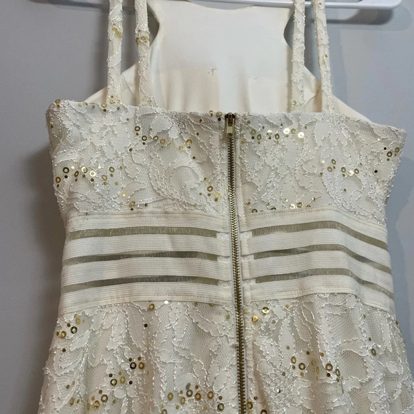 Jodi Kristopher Lace white dress with sequins 3 - Picture 8 of 12